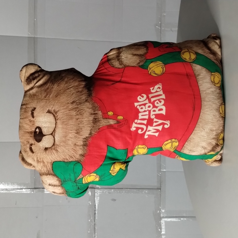 Vintage Shirt Tales Bear Christmas Plush Toy Accent Pillow(Jingle My Bells)
